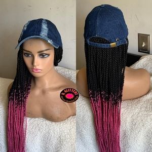 BASEBALL BRAIDED WIG BLACK/PINK 46"